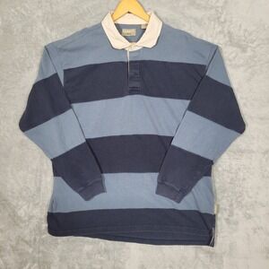 Vtg Khakis Arrow Rugby Shirt Mens XL Blue Navy Stripe Long Sleeve Collared Y2K